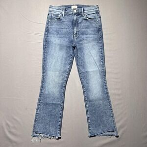 Mother The Insider Crop Step Fray Jeans Womens 26 Blue Twice‎ Shy Kick Flare USA